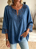 Women's Crochet Trim Denim Blouse