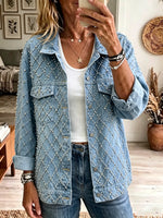 Women's Diamond Pearl Studded Denim Jacket