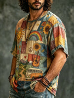 Men's Retro Nature Camper Print T-Shirt