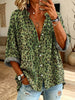Women's Leopard Pattern Art Print Casual Long Sleeve Cotton Linen Shirt