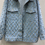 Women's Diamond Pearl Studded Denim Jacket