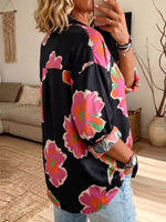 Vintage Elegant Button Long Sleeve Patterned Shirt