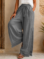 Women's Bohemian Lace Tassel Slit Linen Pants