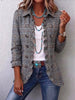 Retro Plaid Art Pattern Print Ruffle Casual Stylish Cotton Lapel Coat