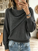 Women's Asymmetrical Draped Cowl Neck Sweater