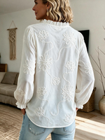 Women's Cotton long-sleeved Embroidered Ruffled Blouse/Shirt