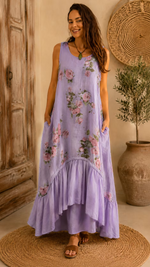 Women's High-Low Floral Tank Maxi Dress