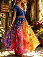Women's Ombre Floral Vine Print Maxi Dress