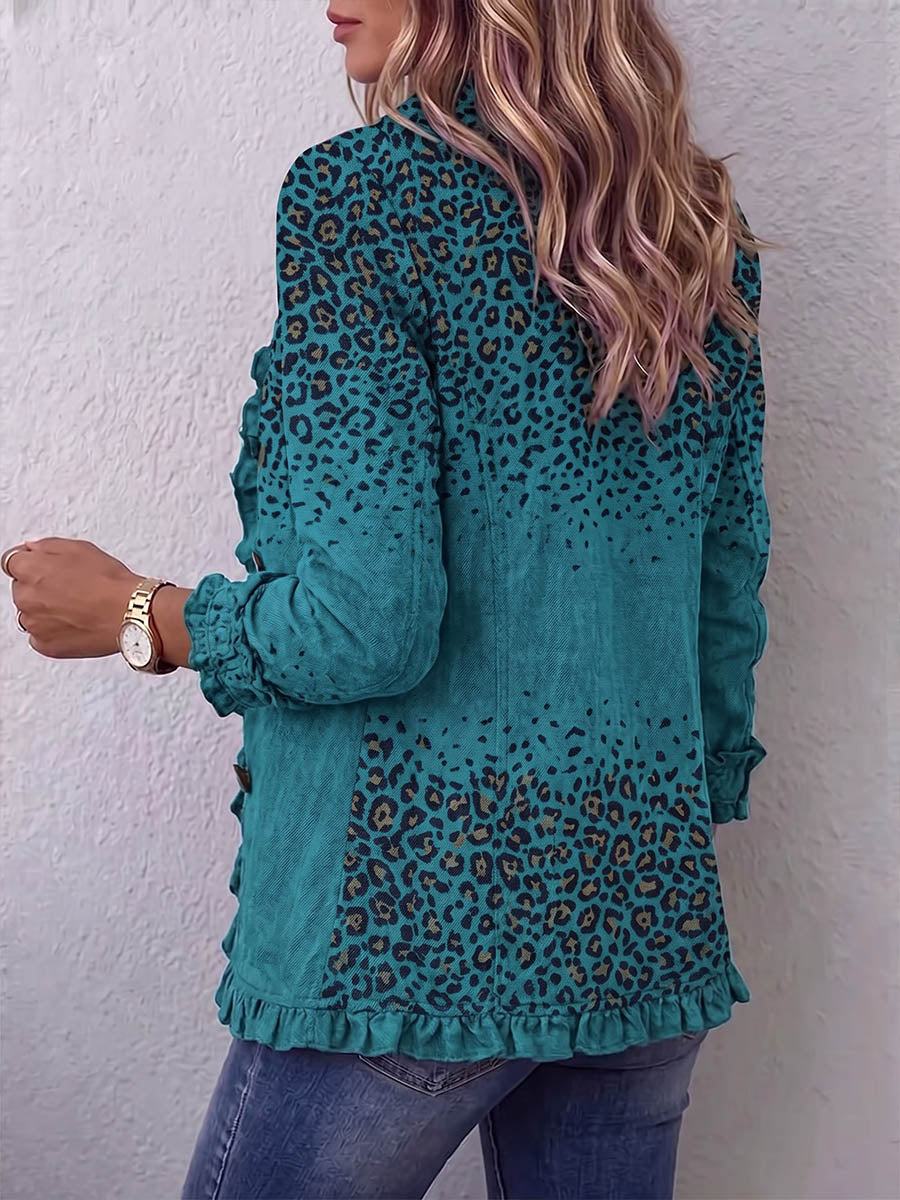 Vintage Elegant Pattern Patchwork Ruffled Jacket