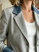Women's Corduroy Blazer with Denim Trim
