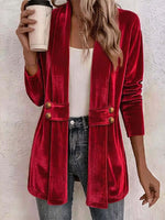 Retro Elegant Long Sleeve Casual Loose Stylish Velvet Cardigan Coat