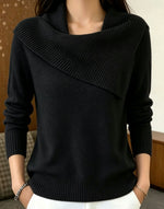 Women's Cowl Fold Neck Soft Knit Pullover Sweater