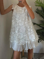 Women's Sleeveless Floral Lace Shift Dress