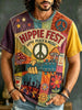 Men's Vintage Peace & Music Print T-Shirt