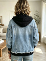 Women's Hooded Denim Bomber Jacket
