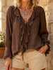 Women's Crinkled Ruffle Tie-Front Blouse