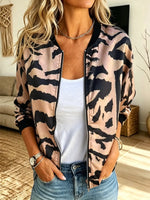 Retro Leopard Pattern Long Sleeve Casual Stylish Jacket