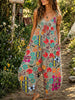 Women’sVintage Floral Bird Print Spaghetti Strap Boho Harem Jumpsuit With Pockets