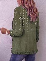 Vintage Elegant Pattern Patchwork Ruffled Jacket