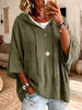 Vintage Elegant Color Blocked Hooded Floral Cotton Linen Shirt