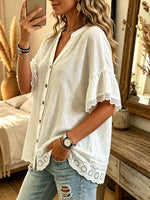 Women's Eyelet Lace Button-Down Blouse