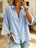 Women's Eyelet Lace Hem Button-Down Shirt