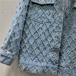 Women's Diamond Pearl Studded Denim Jacket