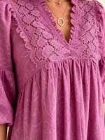 Women's Lace Trim Ruffle Sleeve Mini Dress