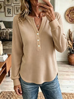 Women's Waffle Knit Henley Top