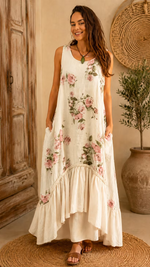 Women's High-Low Floral Tank Maxi Dress