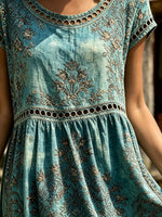 Women's Eyelet Cutout Damask Midi Dress