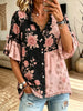 Women's Patchwork Floral Fringe Blouse