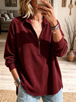 Women's Ribbed Corduroy Half-Zip Pullover