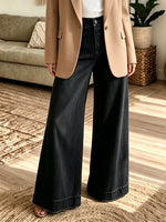 Multi-Color Options Women's Patch Pocket Retro Wide-Leg Jeans