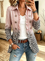 Women's Glitter Ombre Leopard Ruffle Jacket