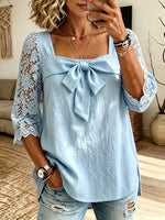 Women's Bow-Tie Lace Sleeve Blouse