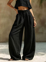 Women's High-Waisted Wide-Leg Linen Pants