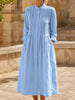 Women's Pleated Band Collar Shirt Dress
