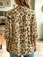 Women's Leopard Print Button-Down Shirt