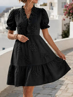 Women's Floral Embroidered Tiered Mini Dress
