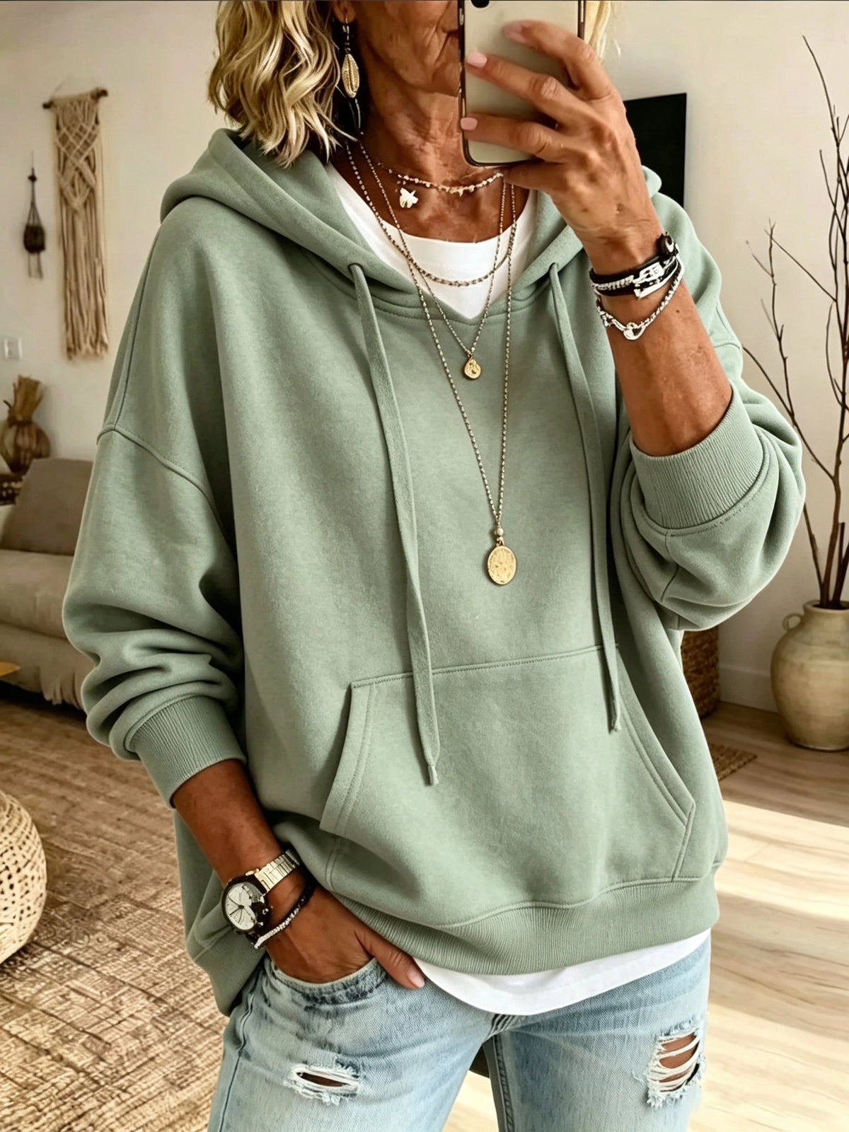 Women's Oversized Drawstring Hoodie