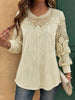 Retro Floral Lace Hollow Patchwork Long Sleeve Casual Stylish Shirt