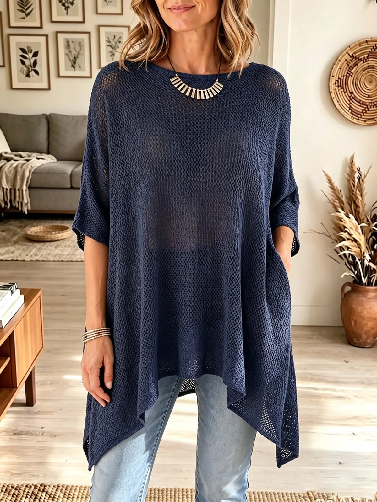 Women's Knit Asymmetrical Tunic Top